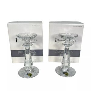 Set of 2 Waterford Crystal Candle Holders Illuminology Panel Cut New in Box